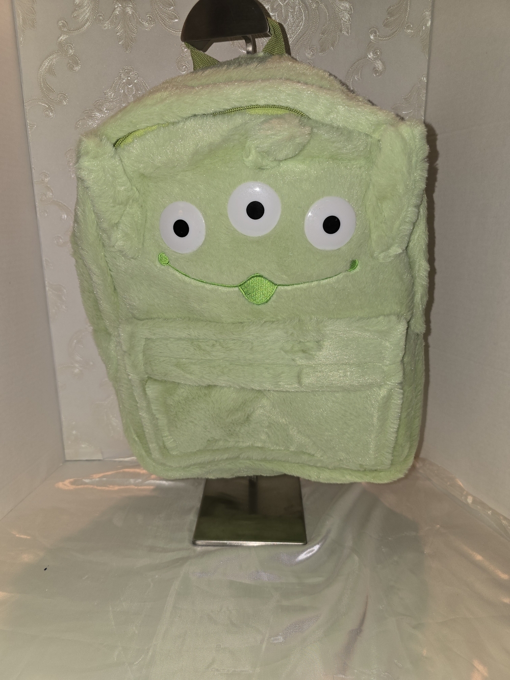 Plush Green Alien Three-Eye Backpack